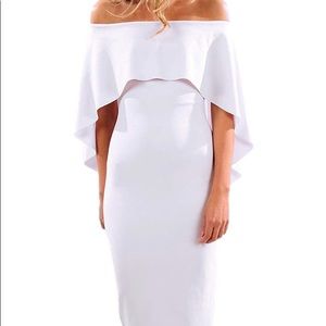 White off the shoulder midi dress